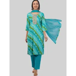 EELIKA Women Printed Beads and Stones Pure Cotton Kurta with Trousers & Dupatta-picture-18
