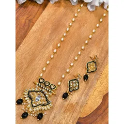 eeooaa Black and White Artificial Stones and Beads Jewellery Set-picture-37