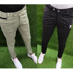 eetma Pack of 2 Men Solid Black, Green Track Pants-picture-26