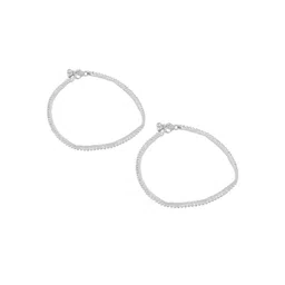 Efulgenz Women Pair of 2 Silver-Plated Wedding Traditional Bridal Anklets-picture-10