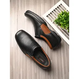 Egoss Men Round Toe Leather Lightweight Slip-On Sneakers-picture-38