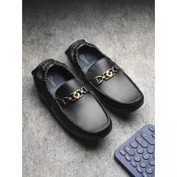 Egoss Men Textured Leather Formal Loafers-picture-16