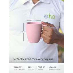 eha Pink 4 Pieces Microwave Safe Coffee Mug 300ML image 2