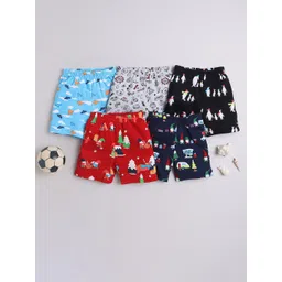 EIO Kids Pack Of 5 Printed Pure Cotton Shorts-picture-58