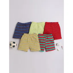 EIO Kids Pack Of 5 Striped Pure Cotton Shorts-picture-44