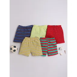EIO Kids Pack Of 5 Striped Pure Cotton Shorts-picture-18