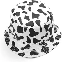 ek rag Cow Print White Shade of Black Sun Bucket for Women Cotton Teenagers Girls Wide Brim Floppy Summer Beach Fisherman Packable Caps Little Outdoor Casual Summer Sun-picture-34