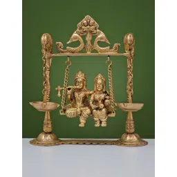 Ekaa Handicrafts Brass Radha Krishna On Swing Figure-picture-12