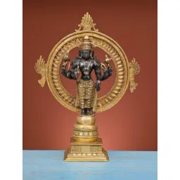 Ekaa Handicrafts Gold and Black Brass Lord Vishnu Statue-picture-23