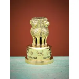 Ekaa Handicrafts Gold Brass Ashok Stambh Decorative Indian Emblem Ashok Chakra Pillar-picture-15