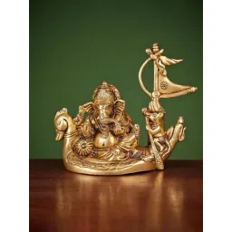Ekaa Handicrafts Gold Brass Lord Ganesha Statue For Home Decor-picture-36
