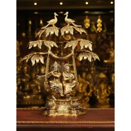 Ekaa Handicrafts Gold Brass Radha Krishna Statue-picture-11