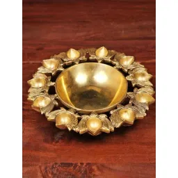 Ekaa Handicrafts Gold Brass Urli Bowl with Lotus Diya's-picture-16