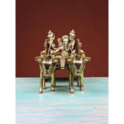 Ekaa Handicrafts Gold Brass Vintage Bullock Cart with Lord Ganesha-picture-26