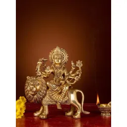 Ekaa Handicrafts Gold Goddess Durga Statue on Lion for Home Temple-picture-21