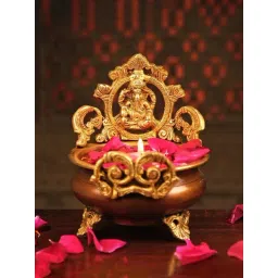 Ekaa Handicrafts Two Tone Brass Ganesh Urli Bowl-picture-16