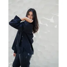 Ekaan Black Poplin Relaxed Fit Shirts-picture-13