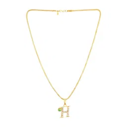 Ekaant Unisex Stainless Steel Crystals Studded H Shaped Pendant With Chain-picture-32