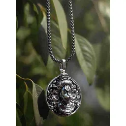 Ekaant Unisex Stainless Steel Oxidised Lord Hanuman Ji Shaped Pendant With Chain-picture-22