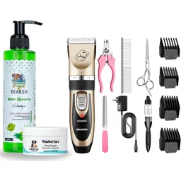 ekaksh Pet Grooming Trimmer Kit ,Neem Aloe Vera Shampoo(200ml) Pawfect Care Cream(50GM) Electronic Comb for Dog, Cat-picture-17