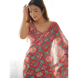 Ekasya Ethnic Motifs Mirror Work Poly Georgette Saree-picture-39