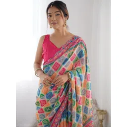 Ekasya Ethnic Motifs Printed Mirror Work Saree-picture-19