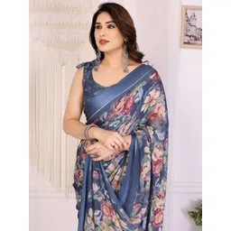 Ekasya Floral Printed Solid Border Saree-picture-33