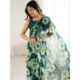 Ekasya Floral Sequinned Poly Georgette Saree-picture-36