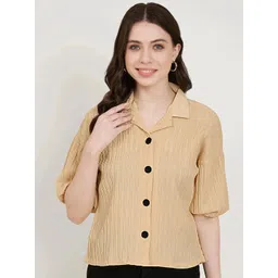 ekasya Women Regular Fit Solid Lapel Collar Casual Shirt-picture-24