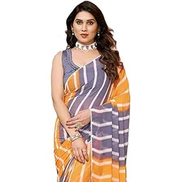 ekasya Women's Soft Georgette Printed Ready to Wear Saree and Unstitched Banglory Silk Blouse Piece | Sari for Women | E5637-picture-49
