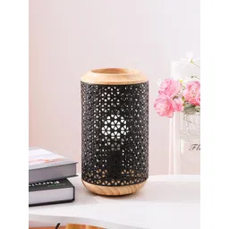 Ekhasa Black Textured Ceramic Quirky Cylindrical Shaped Table Lamp-picture-15