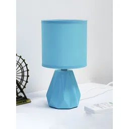 Ekhasa Blue Textured Cylindrical Contemporary Table Lamp-picture-41