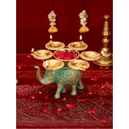 Ekhasa Elephant Tealight Candle Holder with Urli Home Decor-picture-24