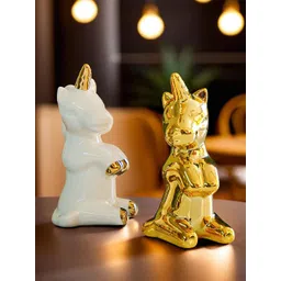 Ekhasa Gold-Toned 2 Pieces Birds and Animals Unicorn Figurine Showpieces-picture-13