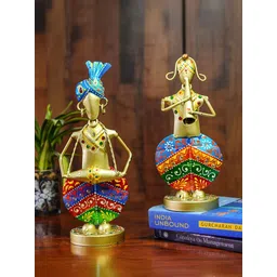 Ekhasa Gold-Toned 2 Pieces Rajasthani Musicians Metal Figurine Showpieces-picture-41