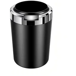 ekhasa Nostrae 1pc Car Ashtray with LED Light, One-Click Open Lid, Large Capacity Black, Silver Plastic Ashtray-picture-22