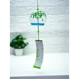 Ekhasa White & Green Printed Glass Japanese Wind Chimes For Home Decor & Living Room-picture-31