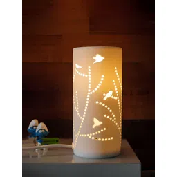 Ekhasa White Textured Ceramic Contemporary Cylindrical Shaped Table Lamp-picture-26