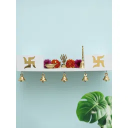 Ekhasa White Wall Mounted Wood Home Temple-picture-56