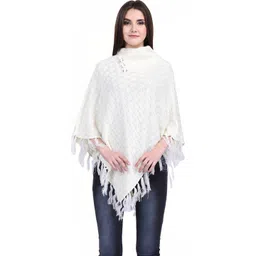 eKools Unisex Cable Knit Woollen Poncho with Fringed Detail-picture-15