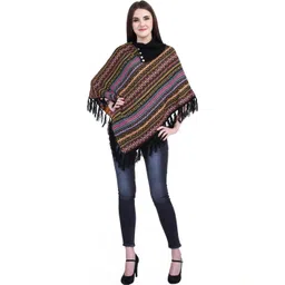 eKools Unisex Printed Woollen Poncho with Fringed Detail-picture-41