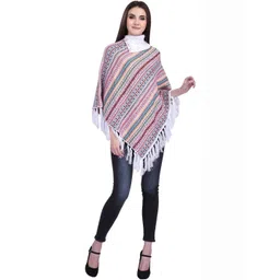 eKools Unisex Striped Printed Woollen Poncho with Fringed Detail-picture-20