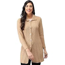 ekools Women's Wool Blend Banded Collar Sweater (Coat8-L-Camel Camel_L)-picture-22