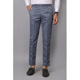 Men Regular Fit Grey Cotton Blend Trousers-image-8