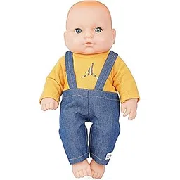 EL FIGO Cute Little Boy in Denim Dress Rubber Doll for Kids (Rotatable Legs Arms with Removable Clothes Set 30 cm)-picture-12