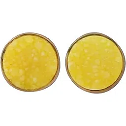 el joyero Antique Natural Yellow Druzy Earrings | Circle Shape Stud Earring | Single Stone Gold Plated Gemstone Jewelry | Handmade Earring For Her | 244203S|-picture-37