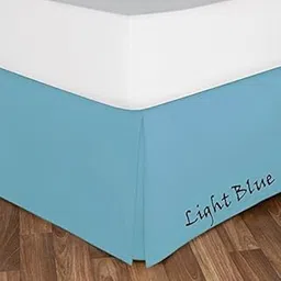 EL Lecho Bed Skirt -600 Thread Count 1-Piece Bed Skirt, 14 Inch Drop Length Super Soft 100% Egyptain Cotton Size - Full Color Light Blue-picture-19
