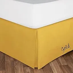 EL Lecho Bed Skirt -600 Thread Count 1-Piece Bed Skirt, 19 Inch Drop Length Super Soft 100% Egyptain Cotton Size - Olympic Queen Color Gold.-picture-15