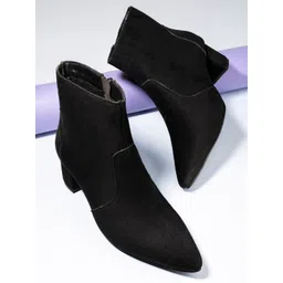 El Paso Black High-Top Block Heeled Boots-picture-10