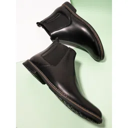 El Paso Men Black Flat Chelsea Boots-picture-27